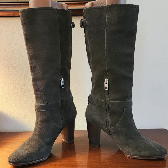 Coach Gray Suede Mid Calf Boots sz 9.5 - Picture 1 of 8